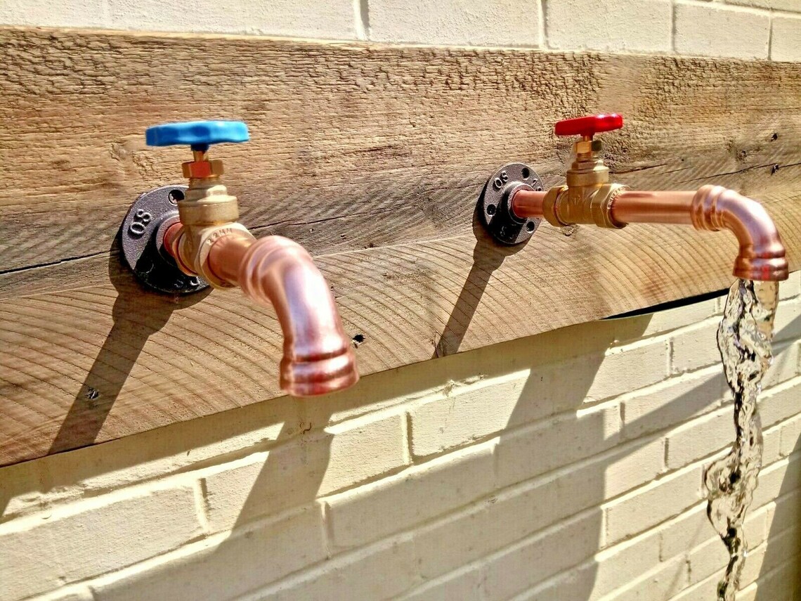 Pair of Copper Pipe Wall Mounted Taps Bath Filler / Rustic / Etsy