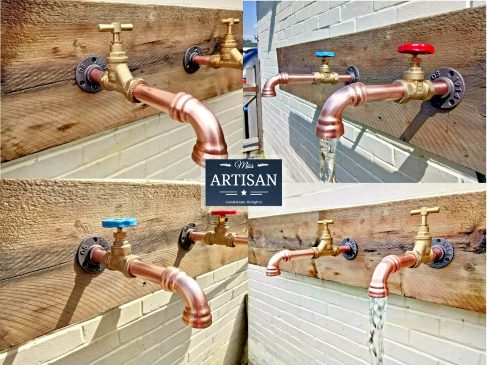 Pair Of Copper Pipe Wall Mounted Taps Bath Filler / Rustic / Etsy