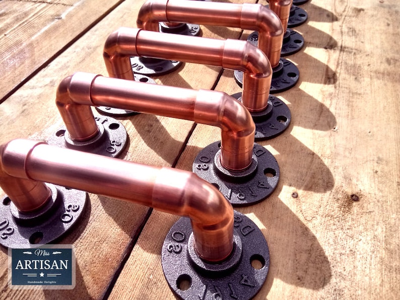 Copper Pipe Handles Door / Cupboard Handles Rustic Etsy