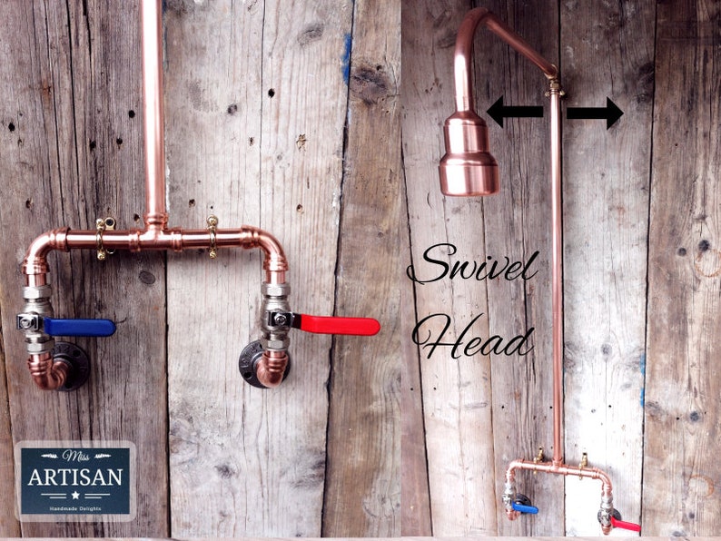 Handmade Pure Copper Swivel Head Showers Exposed Copper Pipe Etsy