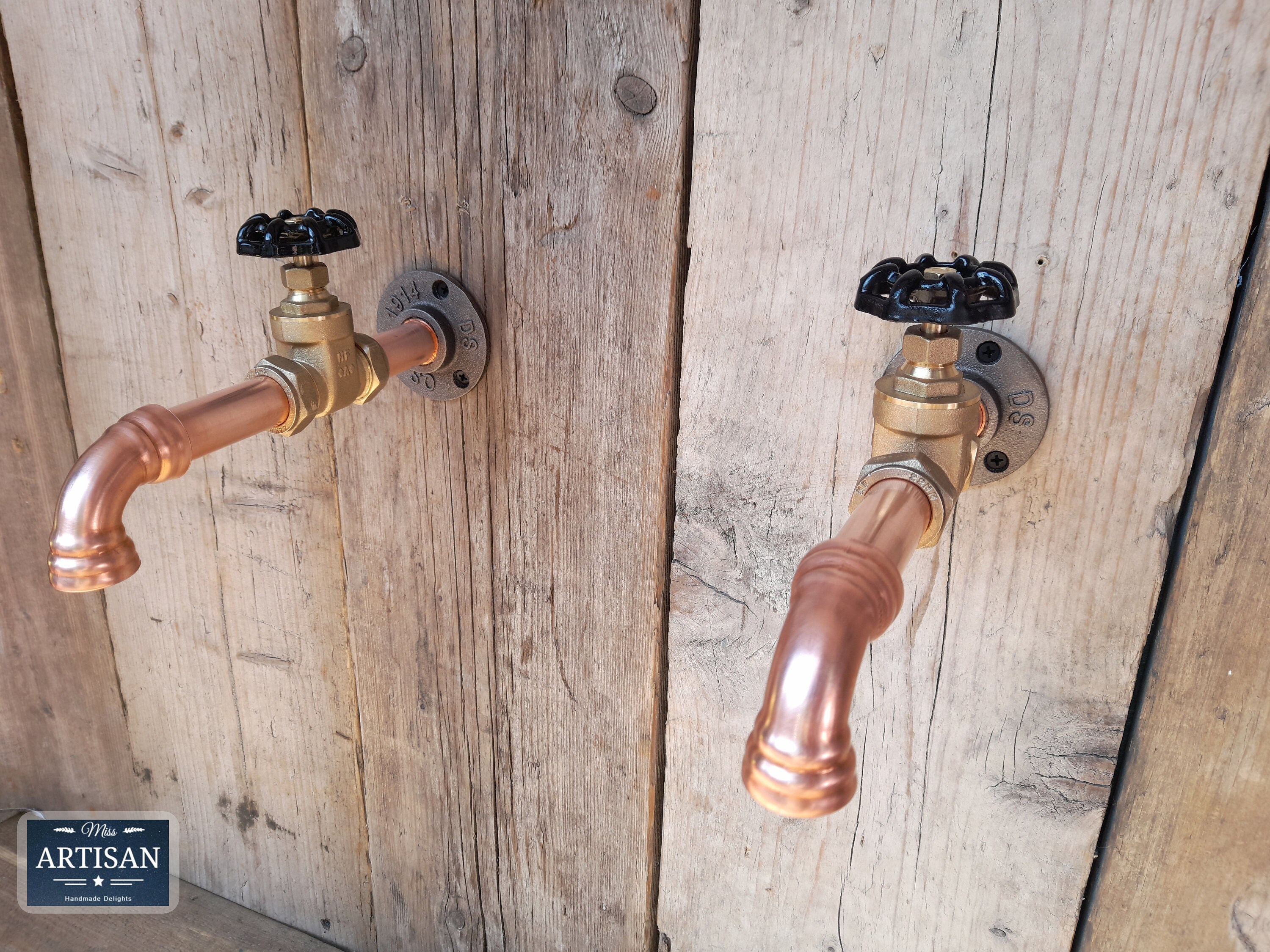 Pair Of Copper Pipe Wall Mounted Taps Bath Filler / Rustic / Etsy