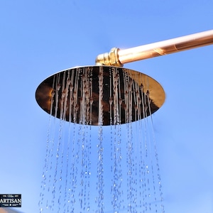 Pommeau de douche plat en cuivre peu encombrant 8 pouces - Usage intérieur/extérieur