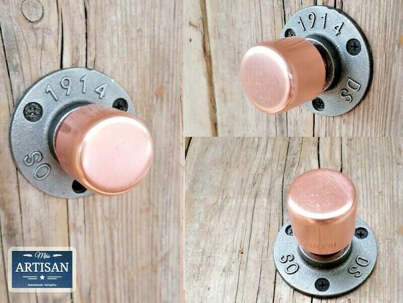 35mm Copper Pipe Knob Handles Door / Cupboard Knobs Rustic Etsy