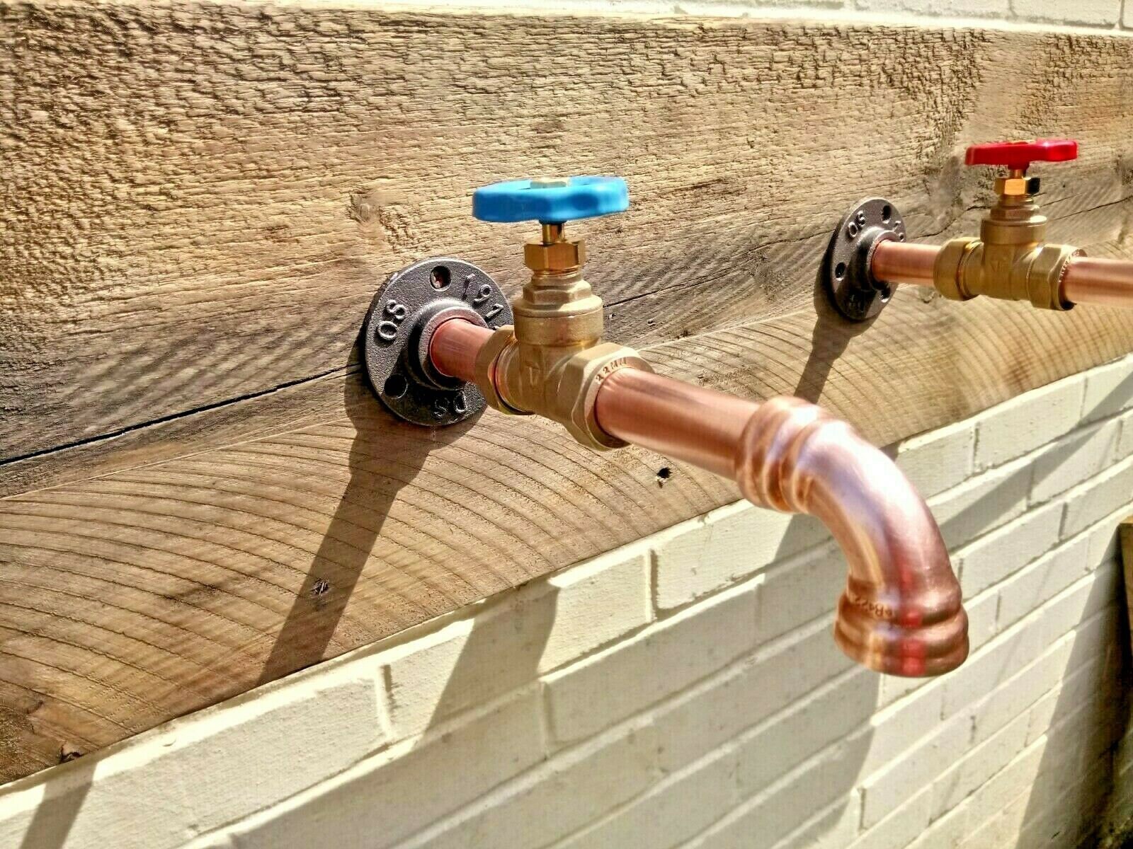 Pair of Copper Pipe Wall Mounted Taps Bath Filler / Rustic / Etsy