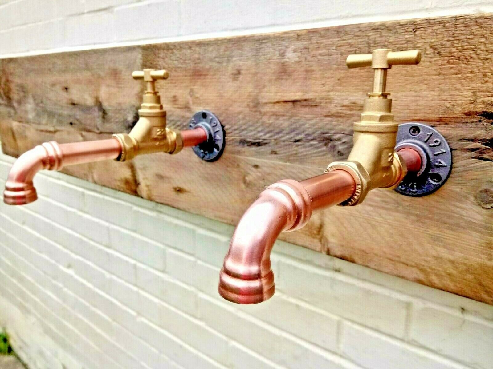 Pair of Copper Pipe Wall Mounted Taps Bath Filler / Rustic / Etsy