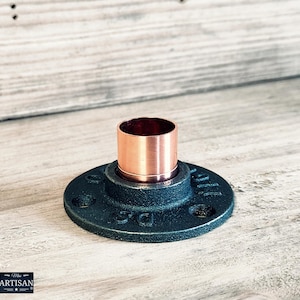 15mm, 22mm, 28mm Copper Cast Iron Floor / Wall Flange Pipe Mount For Copper Pipe - Clothes Rail - Coat Hook - Towel Rail - Pipe Furniture