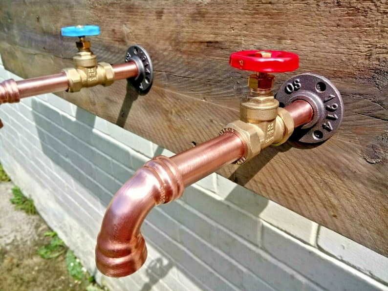 Pair Of Copper Pipe Wall Mounted Taps Bath Filler / Rustic / Etsy