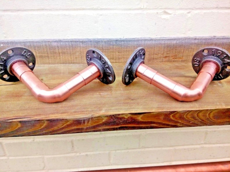 Copper Pipe Shelf Brackets Strong Rustic Shelf Brackets / Etsy