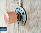 35mm Copper Pipe Knob Handles - Door Cupboard Knobs - Rustic - Industrial - Vintage