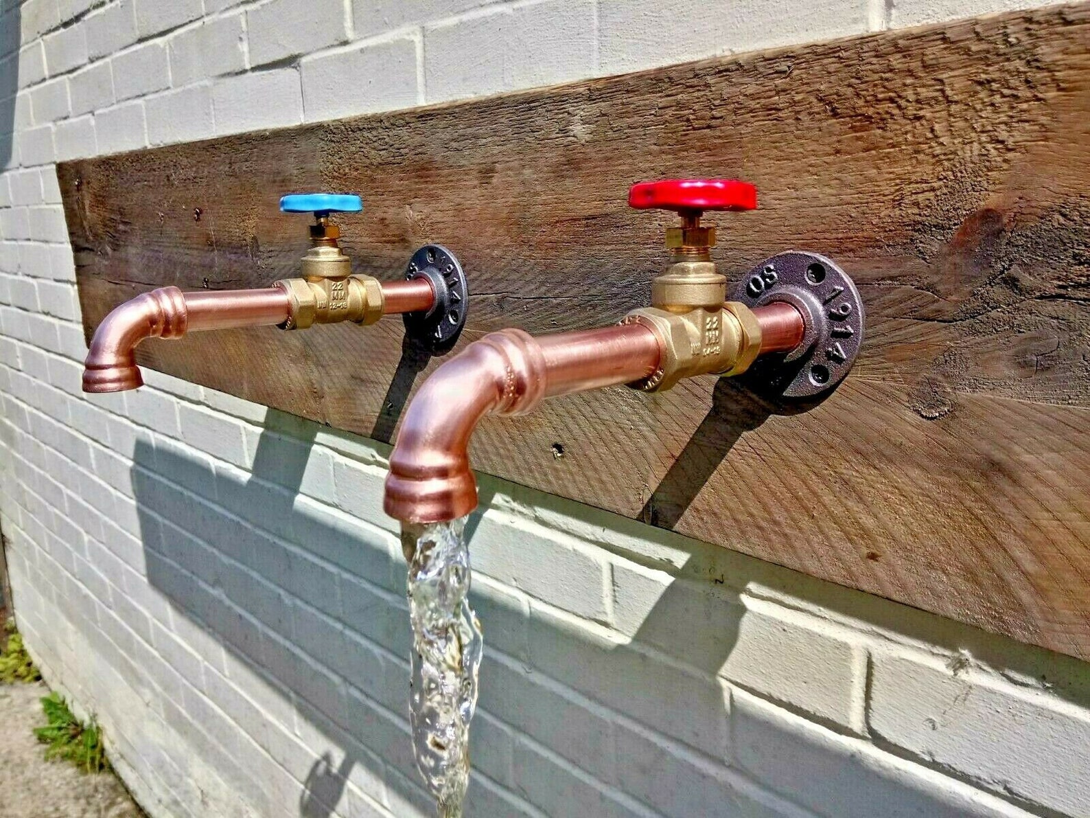 Pair Of Copper Pipe Wall Mounted Taps Bath Filler / Rustic / Etsy