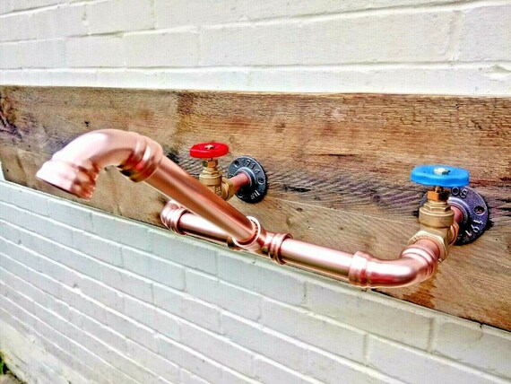 Wall Mounted Copper Pipe Mixer Taps Kitchen Bathroom Rustic Vintage Industrial Belfast Sink Taps