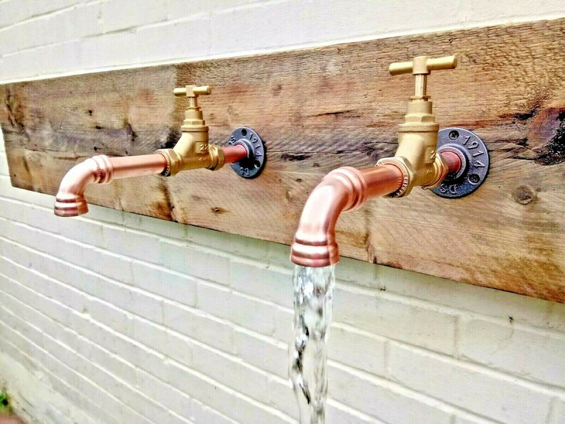 Pair Of Copper Pipe Wall Mounted Taps Bath Filler / Rustic / Etsy