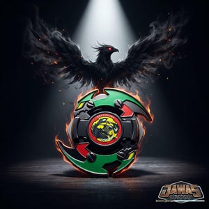 Metal black flame phoenix anime spin top toy