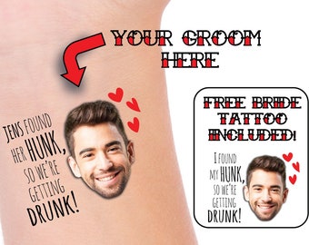 Custom Groom Face Temporary Tattoo - Bachelorette Party Favor