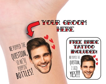 Custom Groom Face Tattoo: Bachelorette Party Temporary Tattoos
