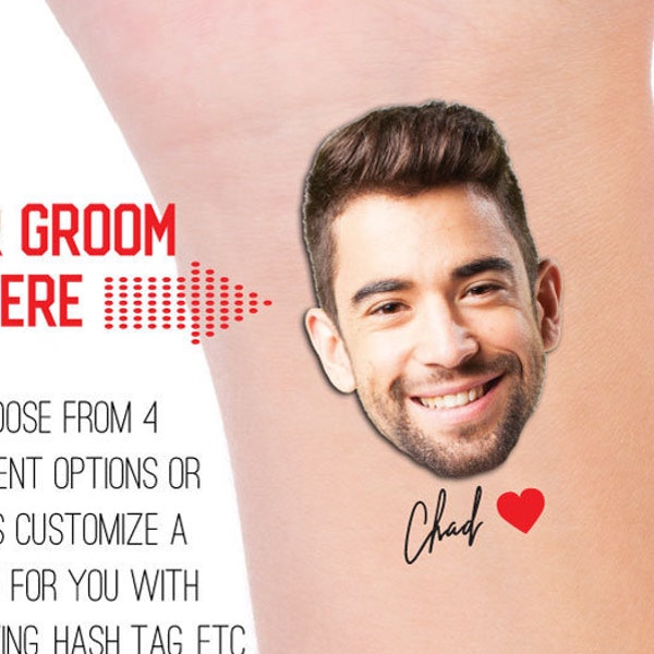 Groom Face Tattoo - Bachelorette Party Favors - Bachelorette Tattoo - Custom Face Tattoos