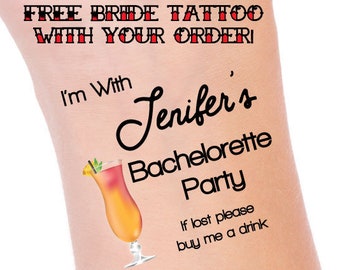 Custom Bachelorette Party Temporary Tattoos: Personalized Bridal Favor
