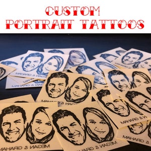 Custom PORTRAIT PHOTO TATTOO, Temporary Photo Tattoo, Wedding Favors, Couple Tattoo, Personalized Portrait Tattoo, Personalized Photo Tattoo