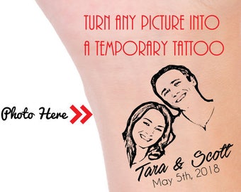 Custom Photo Temporary Tattoo: Wedding Favor Portrait Tattoos