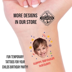 Kids Party Favors - Birthday Custom Face Tattoo - Face Tattoos - Personalized Tattoo - Custom Face Tattoo - Custom Tattoo - Temporary Tattoo