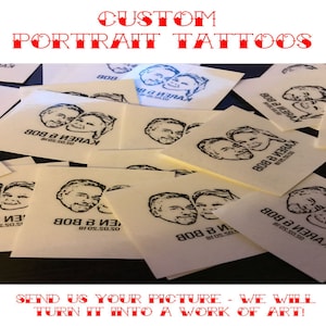 PHOTO TEMPORARY TATTOO, Temporary Tattoo, Wedding Tattoo, Wedding Favor, Couple Tattoo, Personalized Tattoo, Head Tattoo, Reception Favor