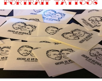 Custom Portrait Temporary Tattoo: Personalized Wedding Favor