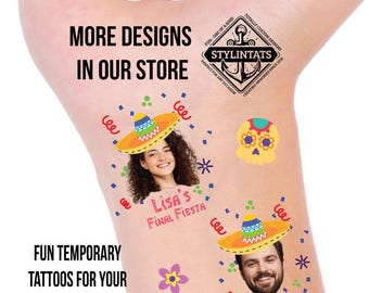 Personalized Fiesta Face Tattoo: Bachelorette, Birthday Party Favors
