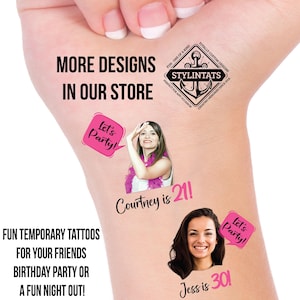 Custom Face Tattoo - Milestone Birthday Tattoo - Custom Favor - 40th Birthday - 21st Birthday - 30th Birthday - Birthday Tattoo - Lets Party