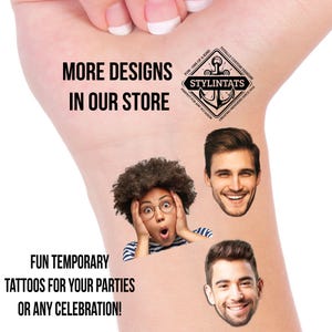 Custom Face Tattoos - Temporary Tattoo - Face Tattoo - Fake Tattoo - Birthday Party - Bride Tattoo - Groom Tattoo - Party Favor - Gag Gift