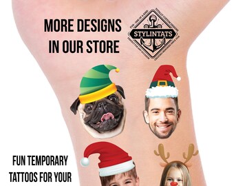 Personalized Holiday Face Temporary Tattoos: Christmas Party Favors
