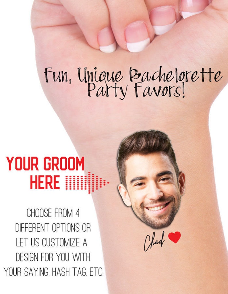 Custom Groom Face Tattoo: Bachelorette Party Favors image 1