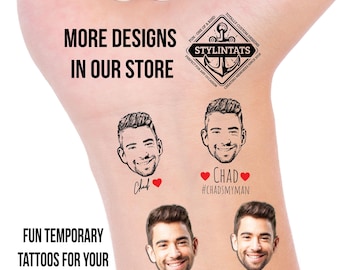 Tatouages d'enterrement de vie de jeune fille personnalisés avec le visage du marié