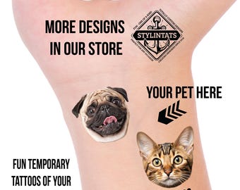 Custom Pet Temporary Tattoo: Dog & Cat Face Tattoo