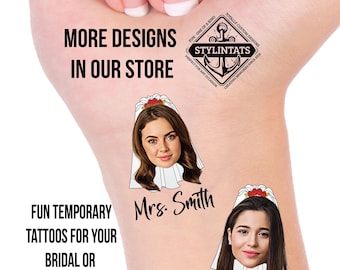 Custom Face Temporary Tattoos – Bachelorette Party Favors, Bridal Shower