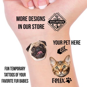 Pet Tattoo- Pet Face Tattoo - Fur Baby- Pet Temporary Tattoo - Custom Temporary Tattoo Dog - Custom Temporary Tattoo Cat - Custom Pet Tattoo
