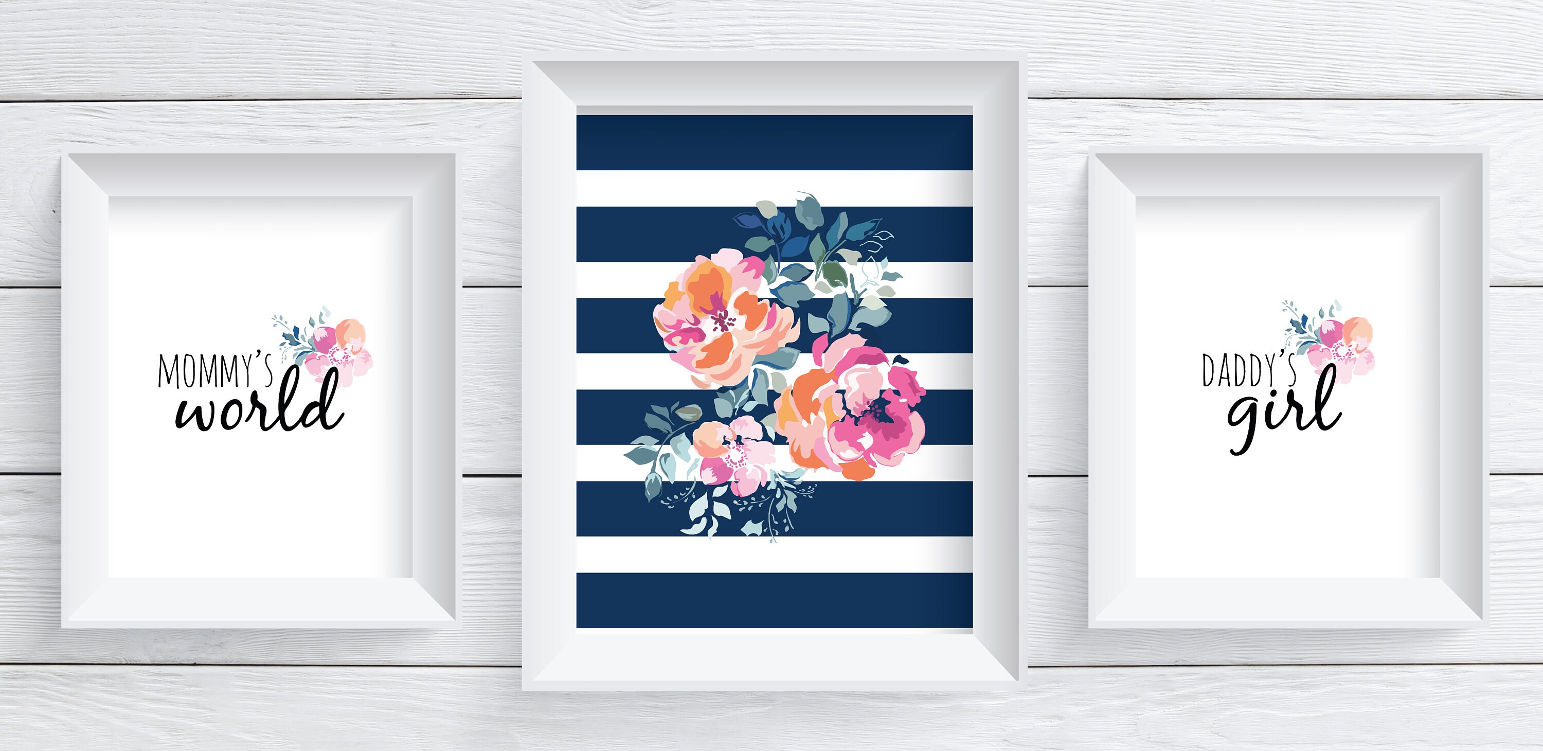 Floral Nursery Artwork Baby Girl Artwork Nursery Decor Etsy
