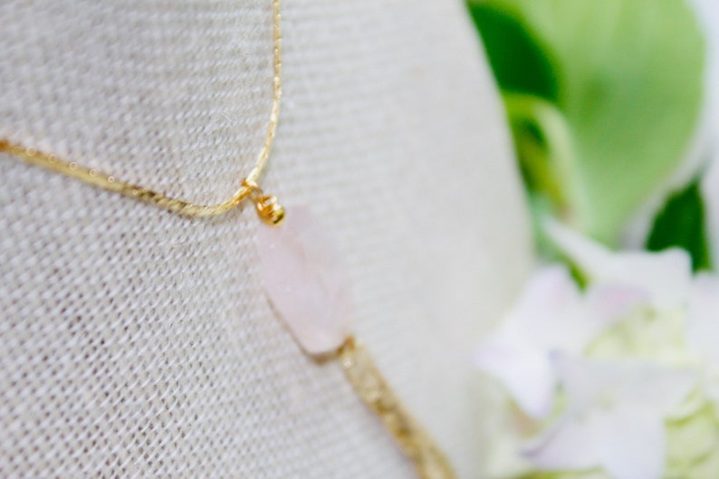 Natural Rose Quartz Necklace With Tassel Rose Quartz Pendant SilverGold Plated Tassel Necklace