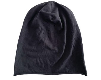 Donda a inspiré masque / cagoule. Jersey 100% coton, teint en noir avec fond de bord brut. Taille unique pour adultes