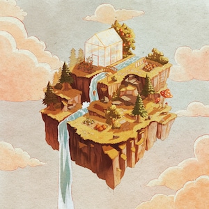 Fine Art Print: Floating Environment Illustration 30 x 30 cm