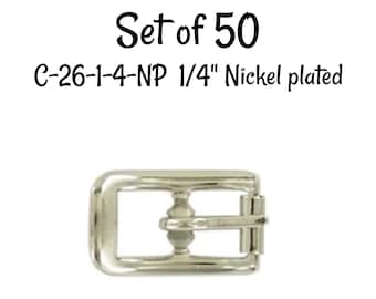 Set of 50 Buckles - 1/4" Inch Nickel Plated Buckle fits 1/4" wide strapping. Nickel Belt Buckle - Strap Buckle- Nickel Plated Buckle