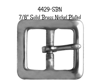 Nickel Plated Solid Brass Belt Buckle - 7/8" Strap