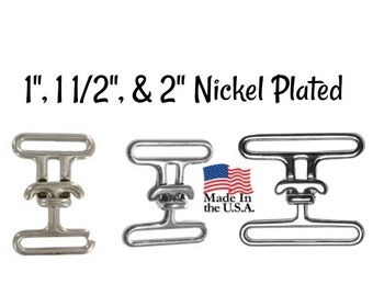 Cinch Buckle - 1", 1 1/2", & 2" Nickel Cinch Belt Buckle - Surcingle Strap Buckle- Nickel Plated Buckle - Made in the USA