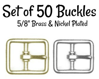 Set of 50 Buckles - 5/8" Inch Brass Plated Buckle fits 5/8" wide strapping. Brass Belt Buckle - Strap Buckle- Nickel Plated Buckle- USA Made