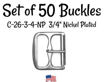 Set of 50 Buckles -3/4" Inch Nickel Plated Buckle fits 3/4" wide strapping. Nickel Belt Buckle - Strap Buckle- Nickel Plated Buckle-USA Made