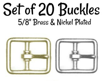 Set of 20 Buckles - 5/8" Inch Brass Plated Buckle fits 5/8" wide strapping. Brass Belt Buckle - Strap Buckle- Nickel Plated Buckle- USA Made