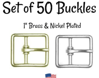 Set of 50 Buckles - 1" Inch Brass Plated Buckle fits 1" wide strapping. Brass Belt Buckle - Strap Buckle- Nickel Plated Buckle- USA Made