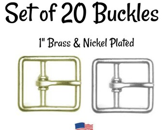 Set of 20 Buckles - 1" Inch Brass Plated Buckle fits 1" wide strapping. Brass Belt Buckle - Strap Buckle- Nickel Plated Buckle- USA Made