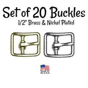 Set of 20 Buckles - 1/2&quot; Inch Brass Plated Buckle fits 1/2&quot; wide strapping. Brass Belt Buckle - Strap Buckle- Nickel Plated Buckle