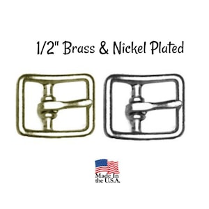 Buckle - 1/2&quot; Inch Brass Plated Buckle fits 1/2&quot; wide strapping. Brass Belt Buckle - Strap Buckle- Nickel Plated Buckle- Made in the USA
