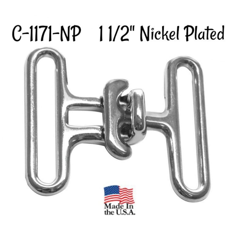 Cinch Buckle - 1", 1 1/2", & 2" Nickel Cinch Belt Buckle - Surcingle Strap Buckle- Nickel Plated Buckle - Made in the USA 1-1/2" size